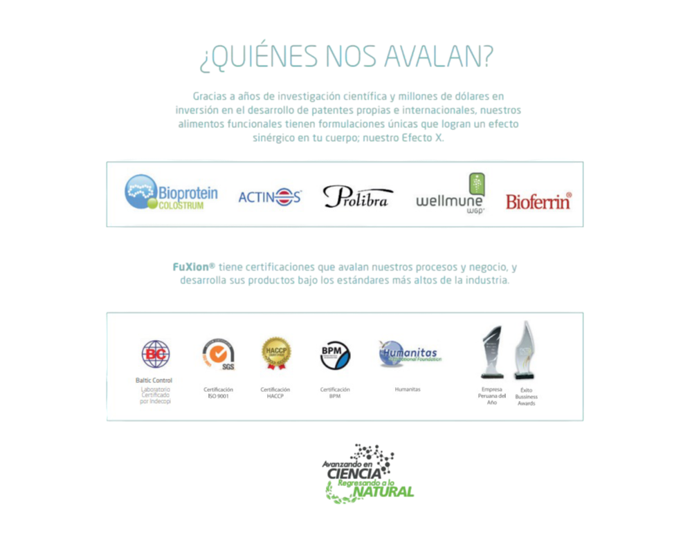 Información sobre quiénes nos avalan - Certificaciones y respaldos de Fuxion